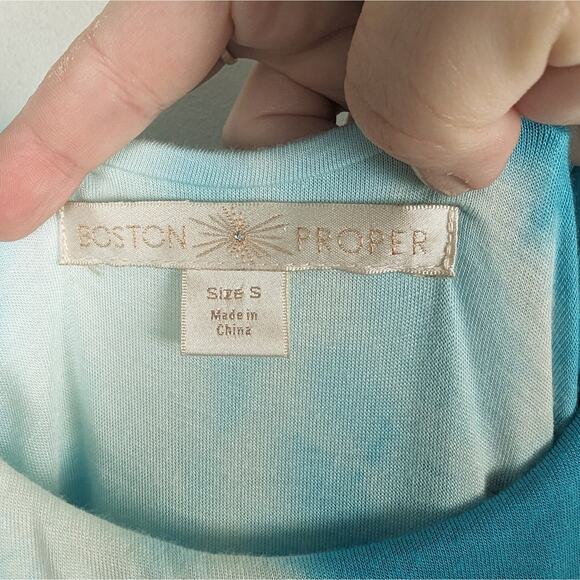 Boston Proper Turquoise Aqua and White Tie Dye Sleeveless Maxi Dress Size Small - Picture 6 of 9
